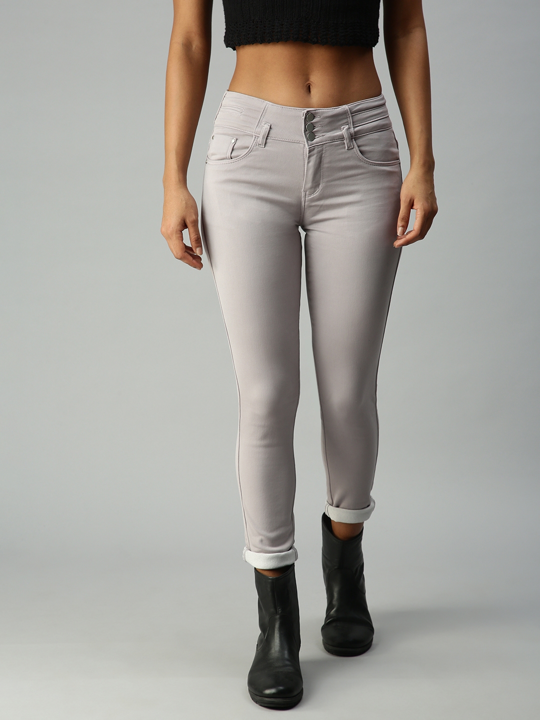 Showoff | SHOWOFF Women's Skinny Fit Clean Look grey Jeans