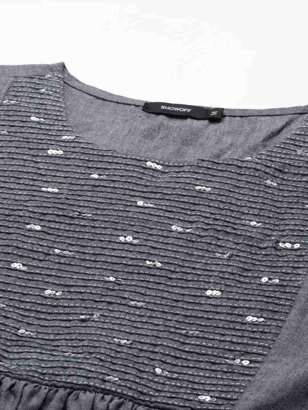 Women's Grey Cotton Printed Comfort Fit Kurtas
