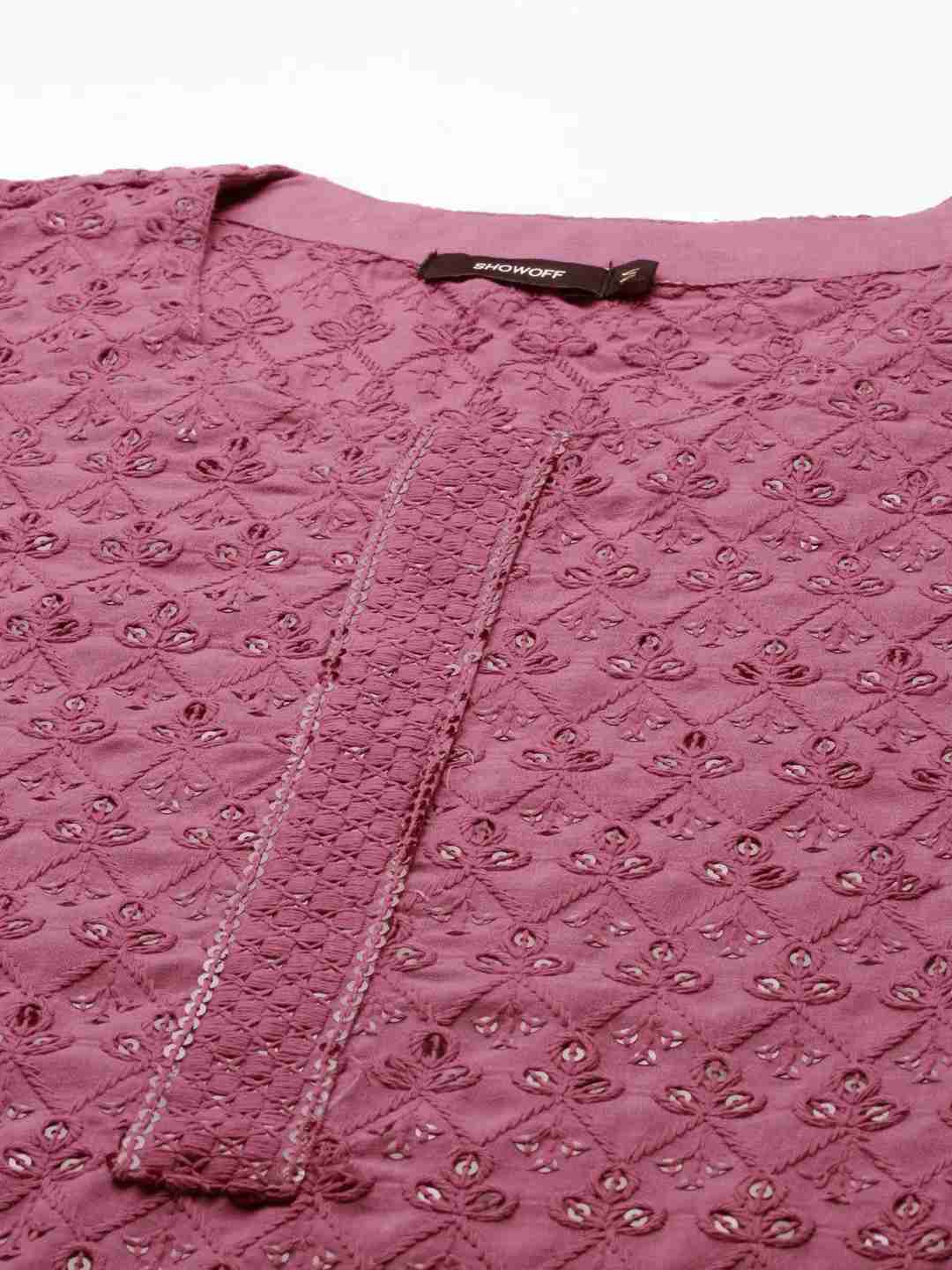 Women's Purple Cotton Printed Comfort Fit Kurtas