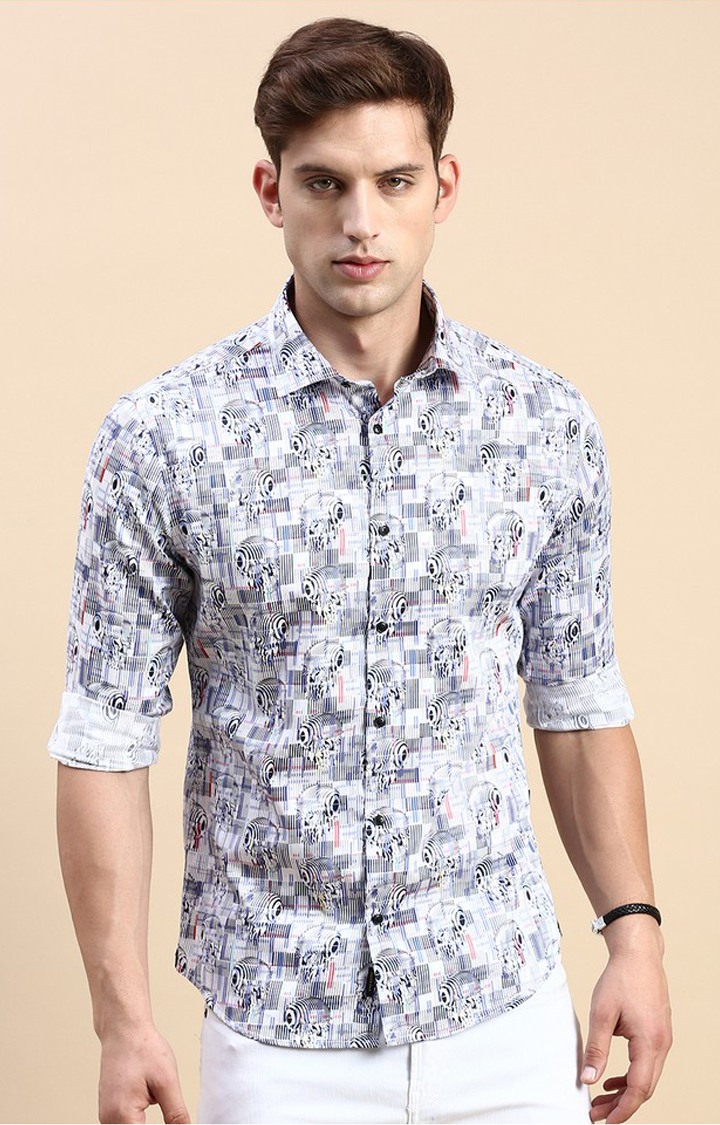 Showoff | SHOWOFF Men's Spread Collar Multi Slim Fit Printed Shirt