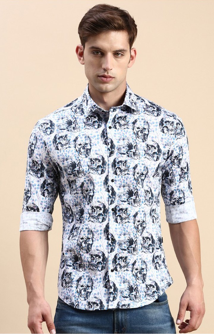 Showoff | SHOWOFF Men's Spread Collar Multi Slim Fit Printed Shirt