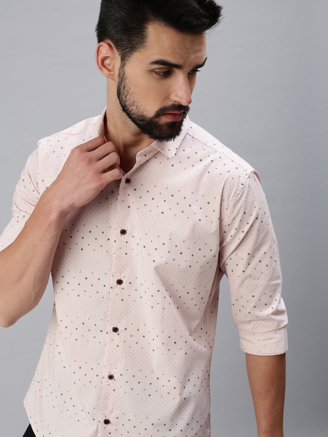 Showoff | SHOWOFF Men Mauve Printed Collar Full Sleeves Casual Shirt