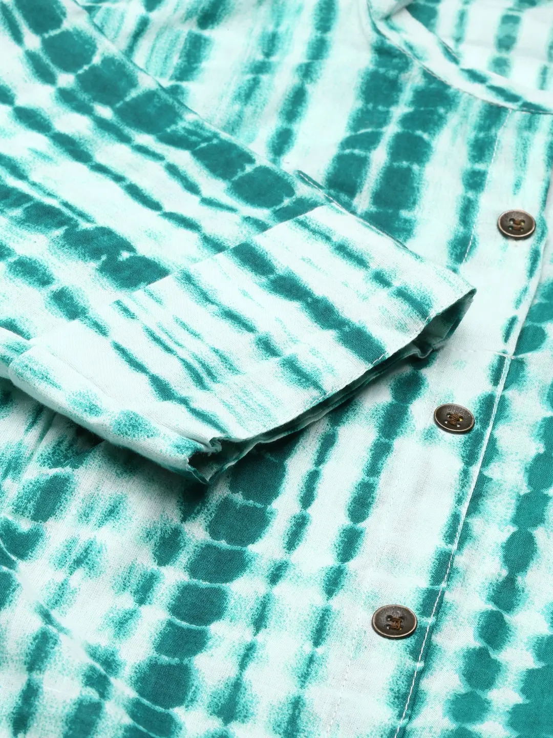 Women's Green Silk Tie Dye Comfort Fit Kurtas