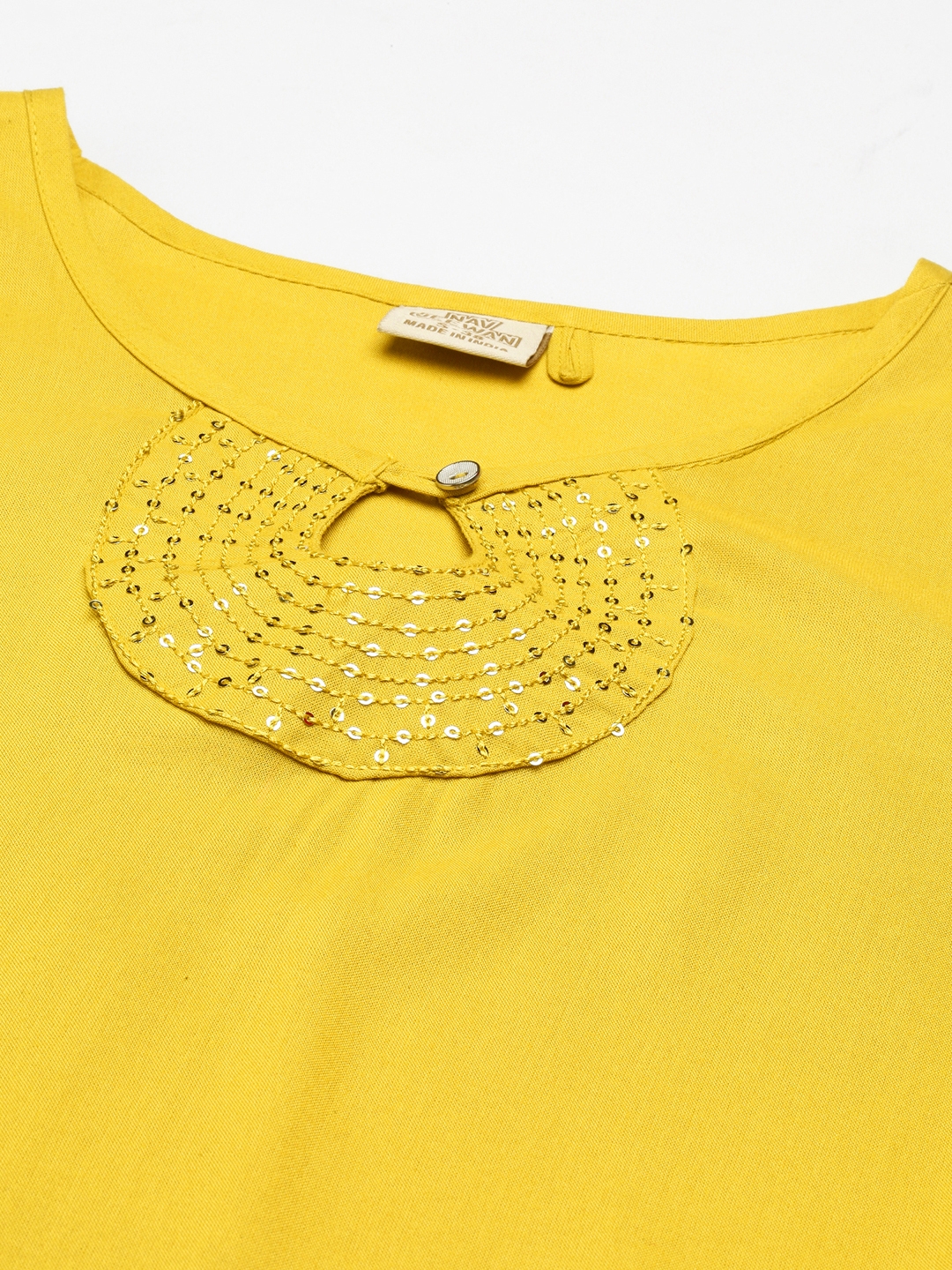 Women's Yellow Cotton Embellished Comfort Fit Kurtas