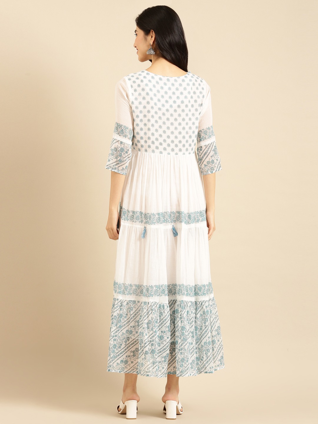 Women's White Cotton Printed Comfort Fit Kurtas