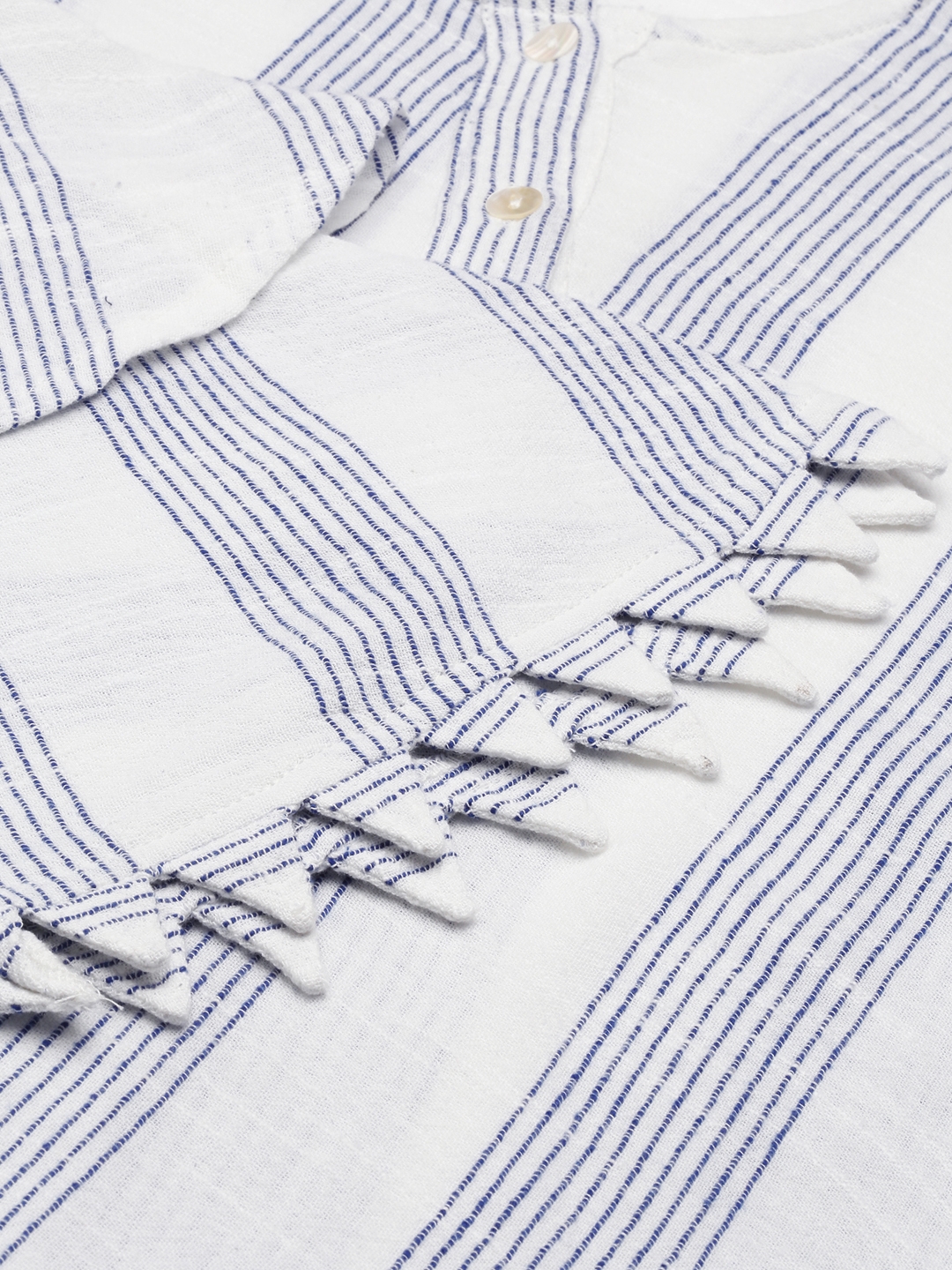 Women's White Cotton Striped Comfort Fit Kurtas