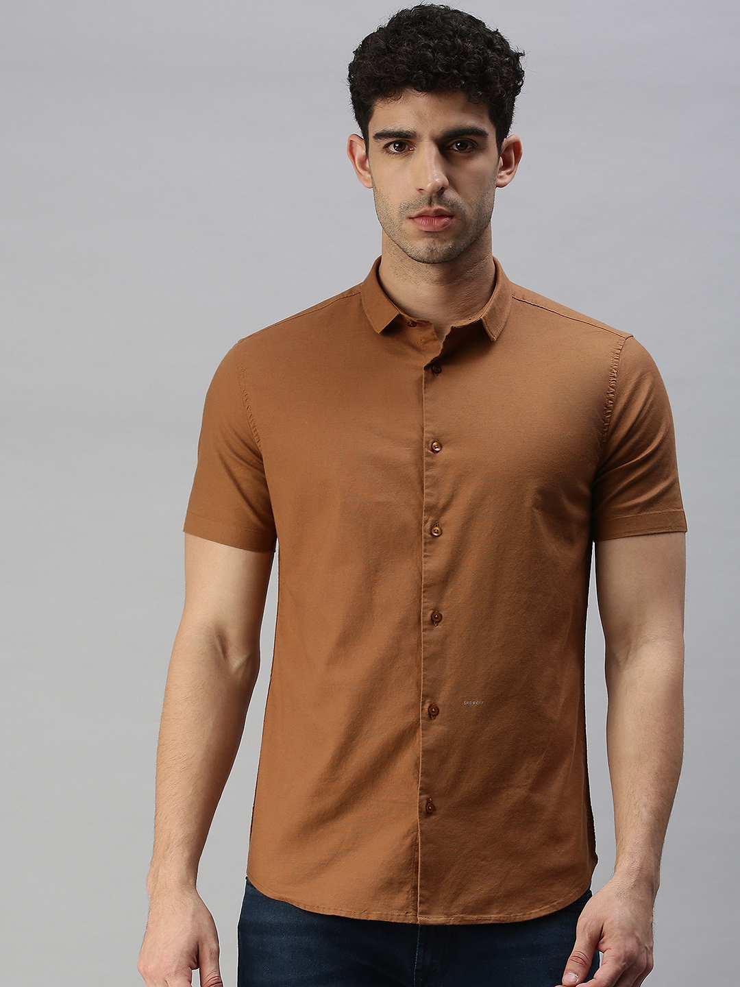 SHOWOFF Adults-Men Fashion Cotton Solid Shirts