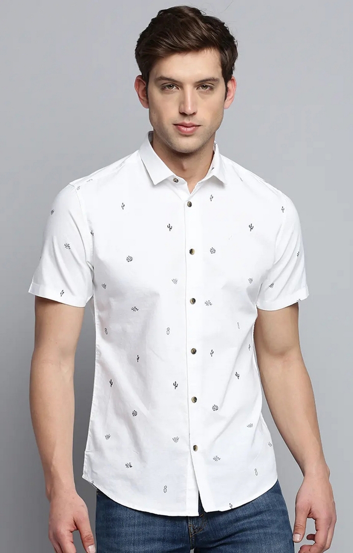 SHOWOFF Men's Spread Collar Solid White Classic Shirt