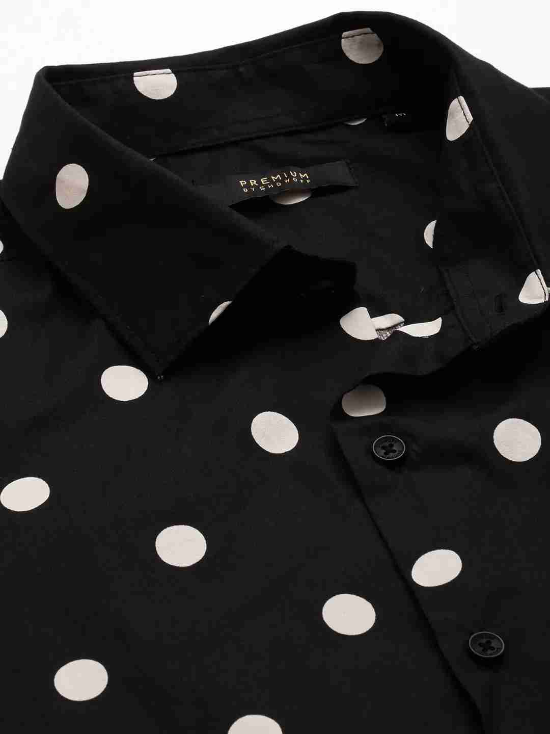 SHOWOFF Men's Spread Collar Black Printed Shirt