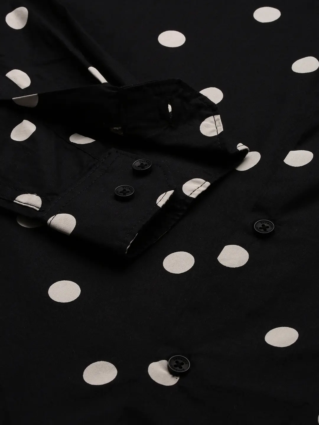 SHOWOFF Men's Spread Collar Black Printed Shirt