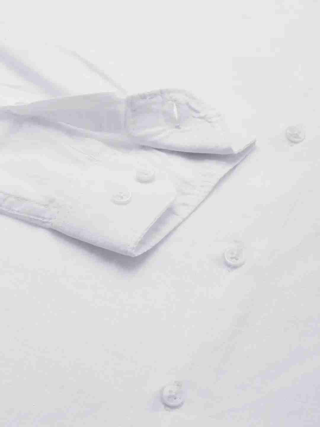 SHOWOFF Men's Spread Collar White Self Design Shirt