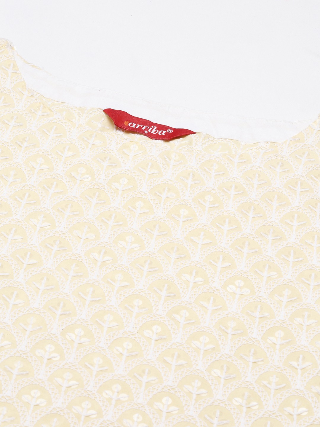 Women's Yellow Cotton Embroidered Comfort Fit Kurtas