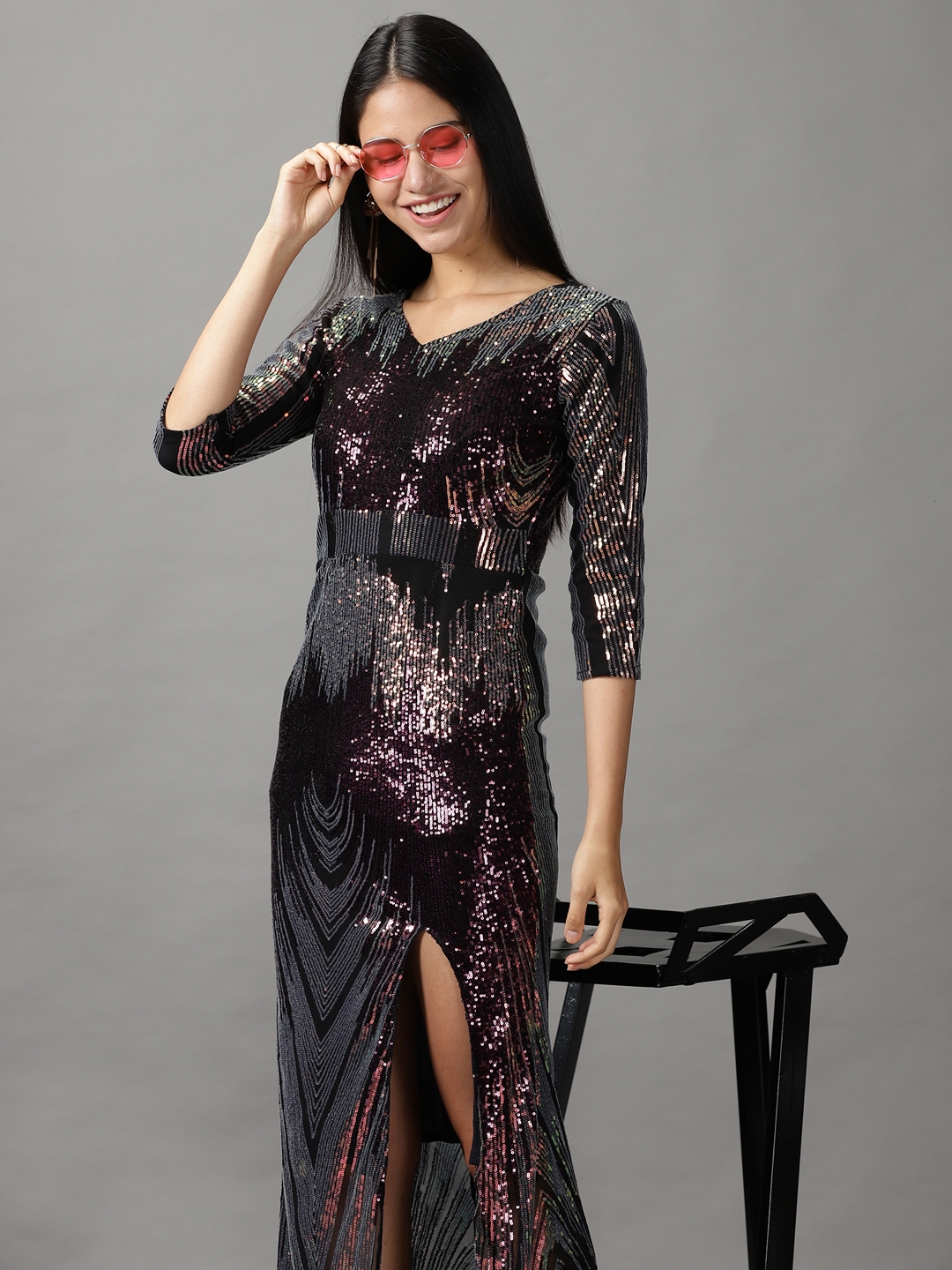 SHOWOFF Women's Bodycon Metallic Embellished Dress
