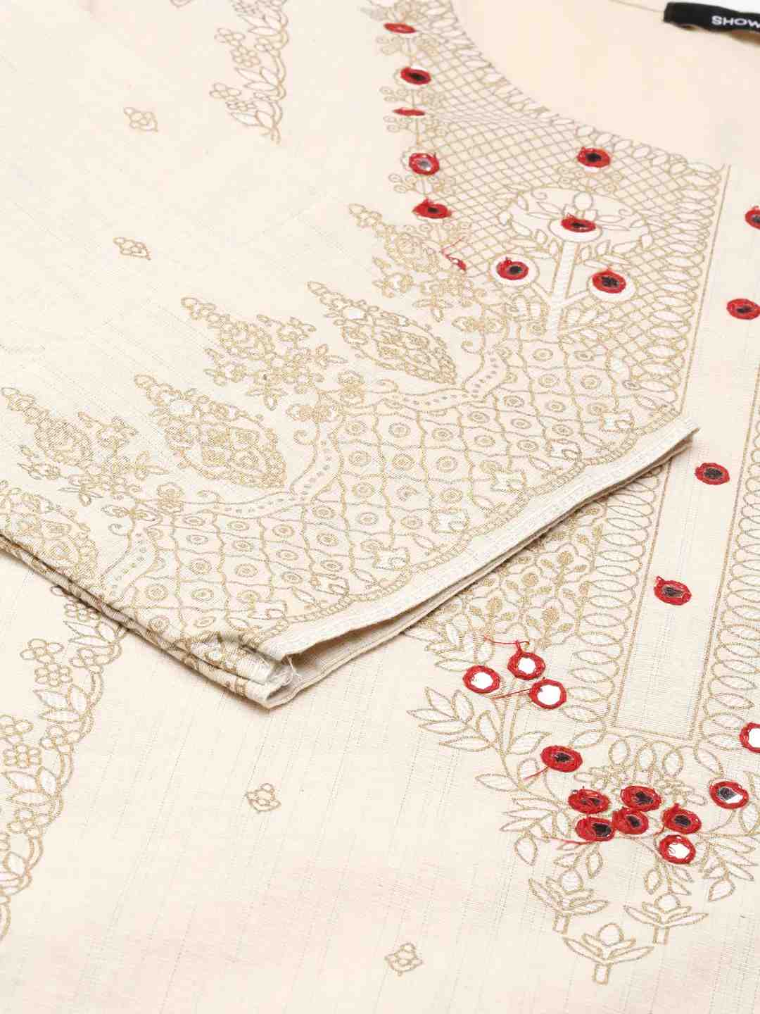 Women's Beige Cotton Printed Comfort Fit Kurtas
