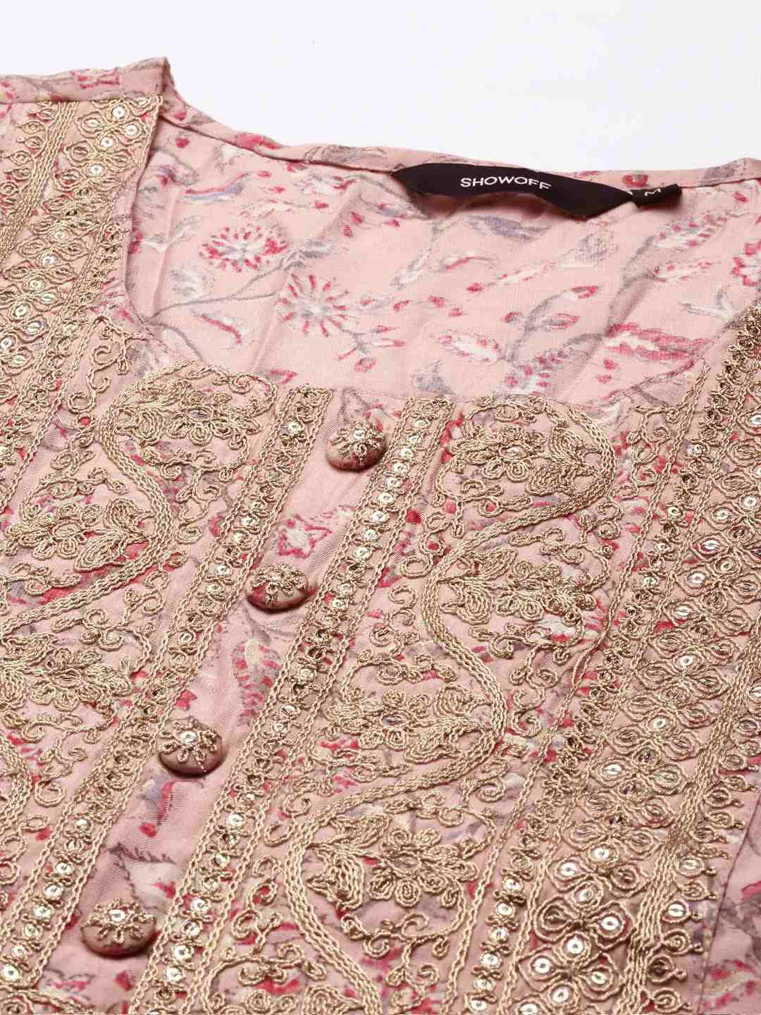 Women's Pink Chanderi Printed Comfort Fit Kurta Sets