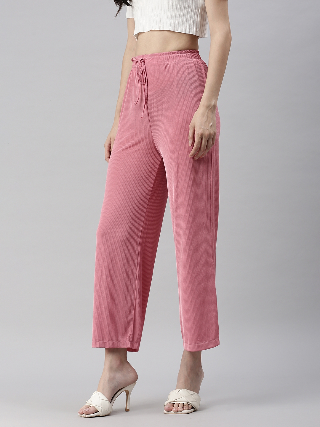 Women's Pink Others Solid Trackpants