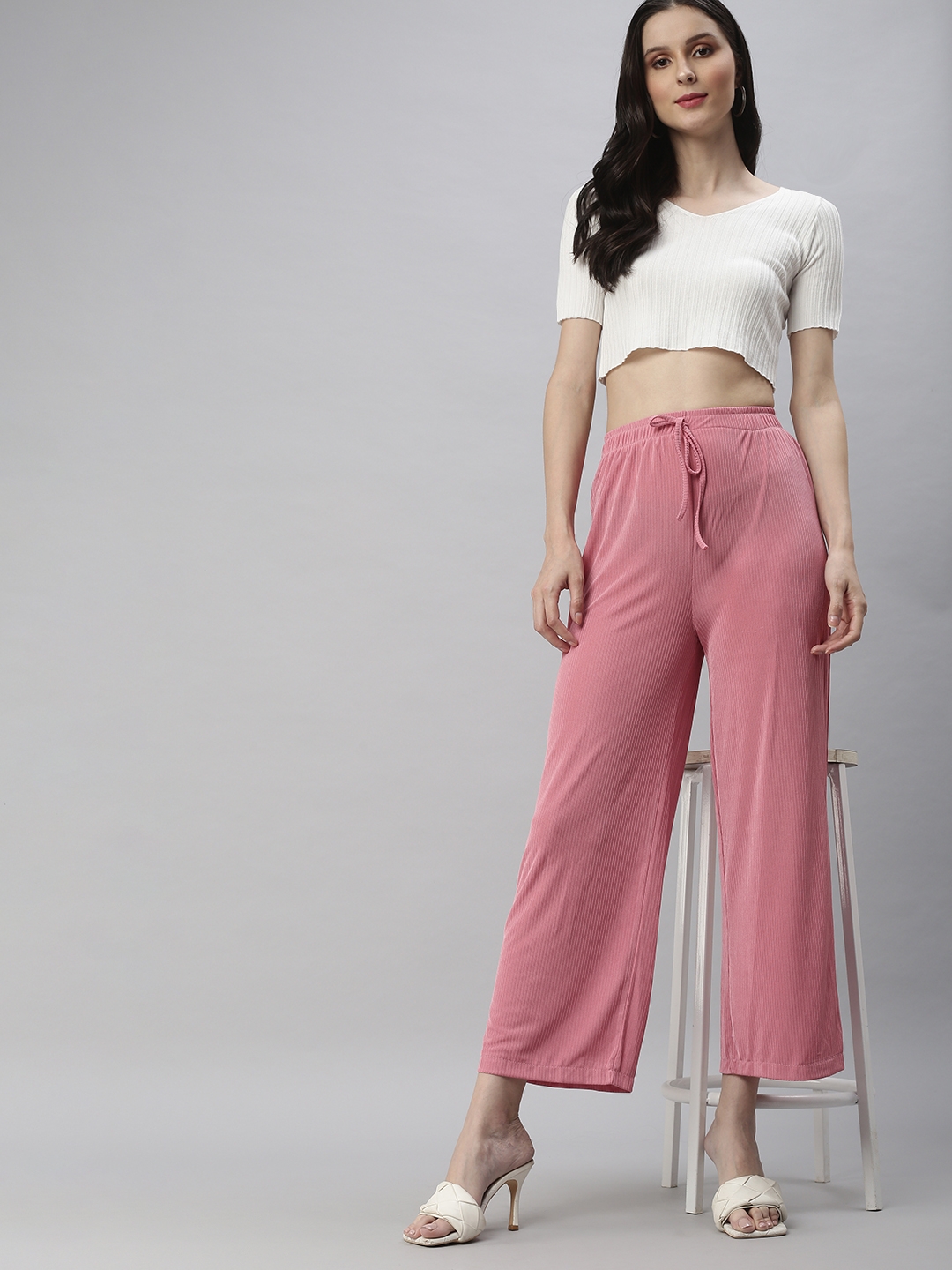 Women's Pink Others Solid Trackpants