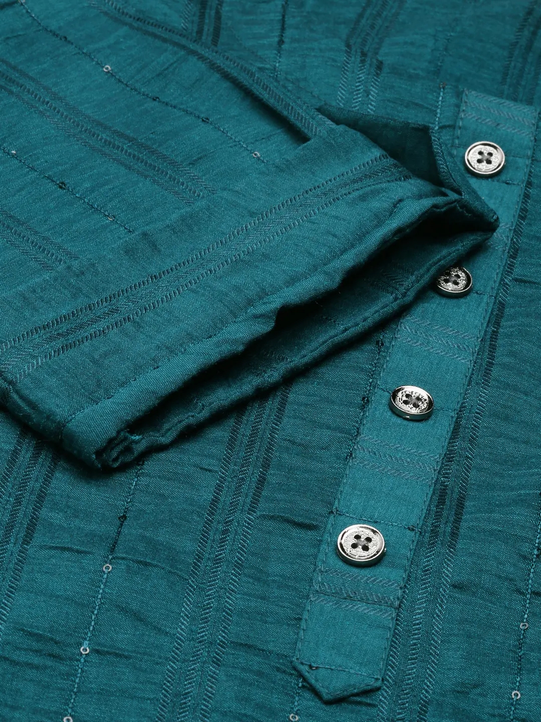 Women's Blue Polyester Embellished Comfort Fit Kurtas