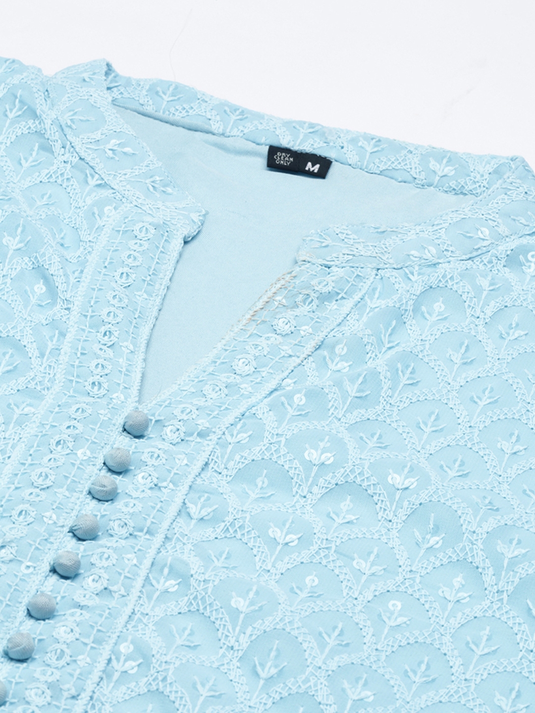 Women's Blue Georgette Embroidered Comfort Fit Kurta Sets