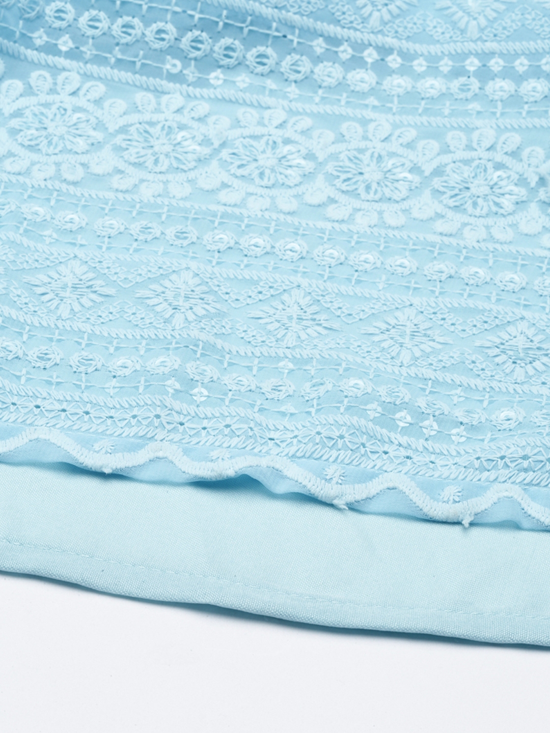 Women's Blue Georgette Embroidered Comfort Fit Kurta Sets