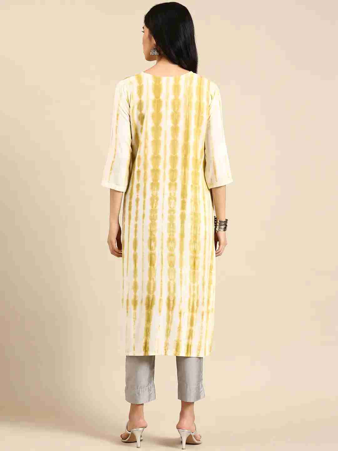 Women's Green Polyester Tie Dye Comfort Fit Kurtas