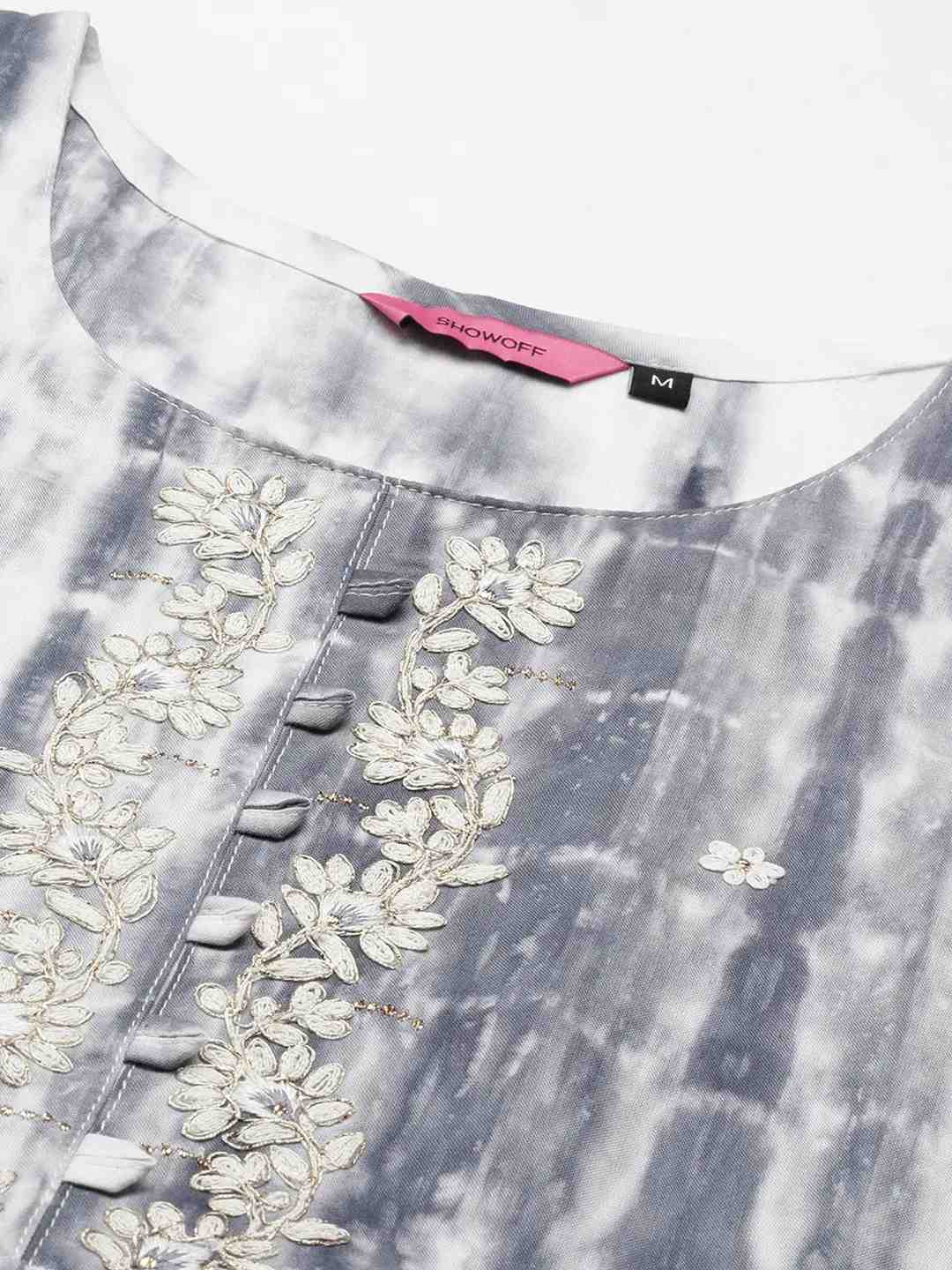 Women's White Cotton Tie Dye Comfort Fit Kurtas