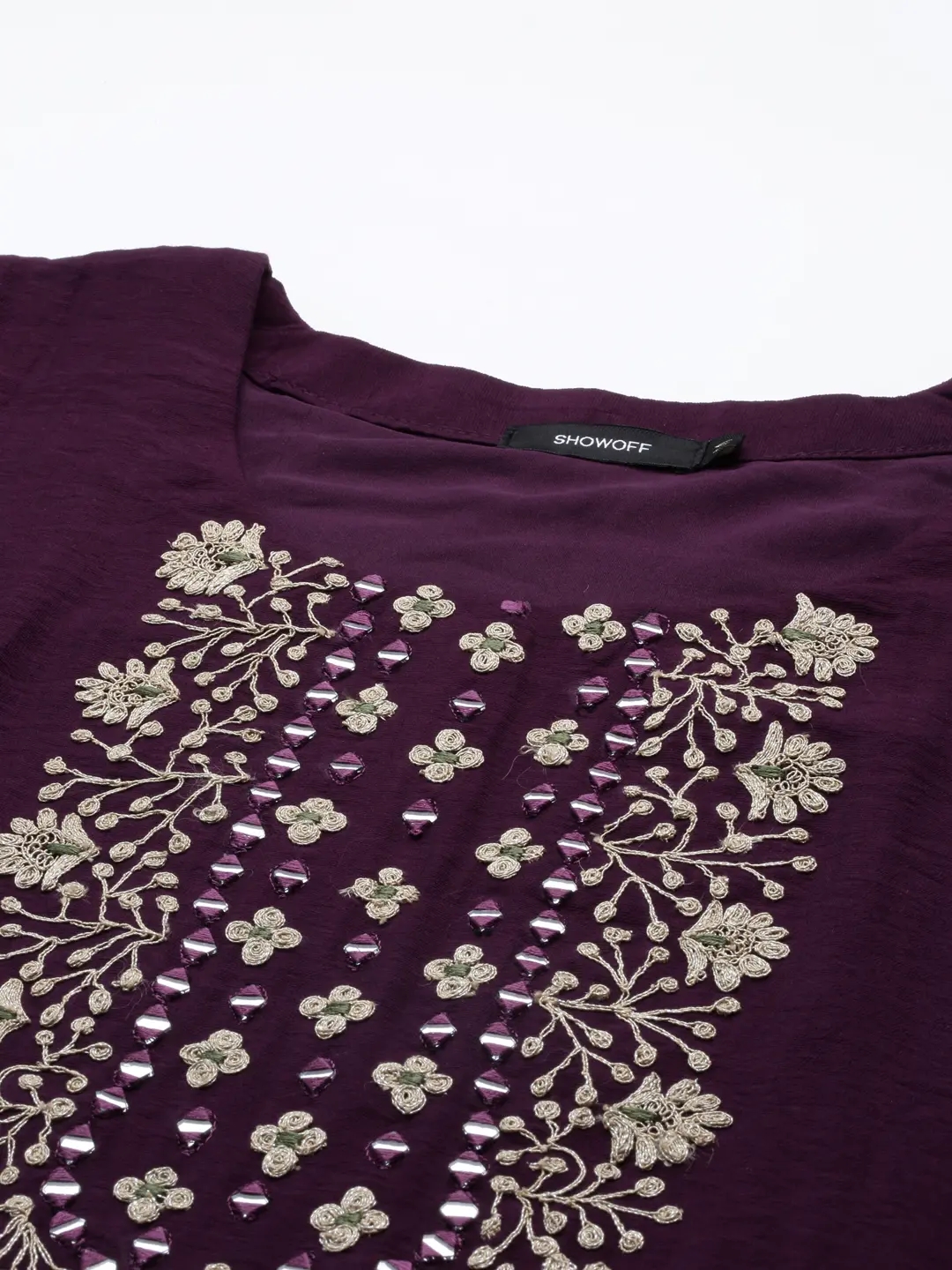 Women's Purple Silk Printed Comfort Fit Kurtas