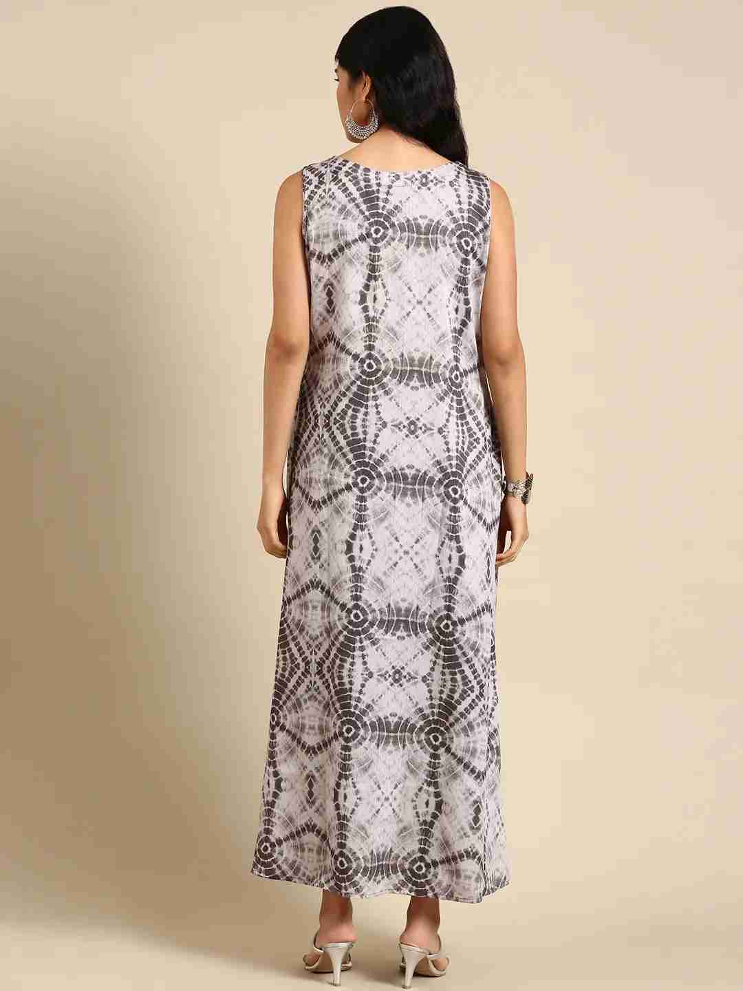 Women's Grey Silk Tie Dye Comfort Fit Kurtas