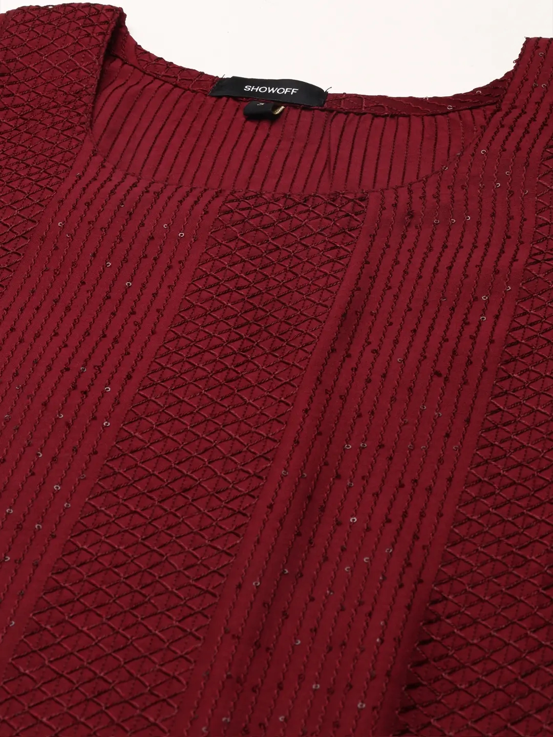 Women's Red Silk Blend Embroidered Comfort Fit Kurta Sets