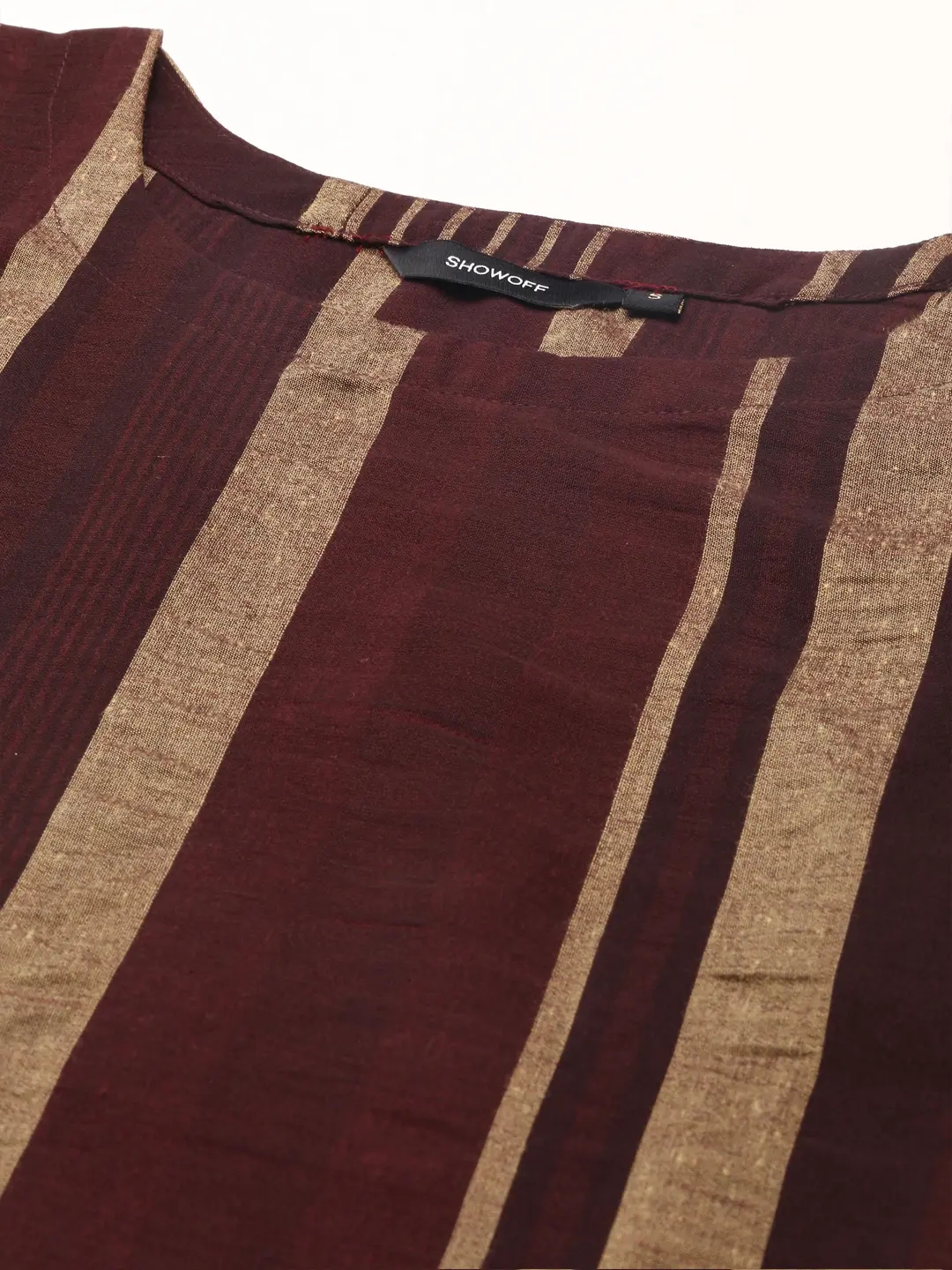 Women's Brown Georgette Striped Comfort Fit Kurta Sets