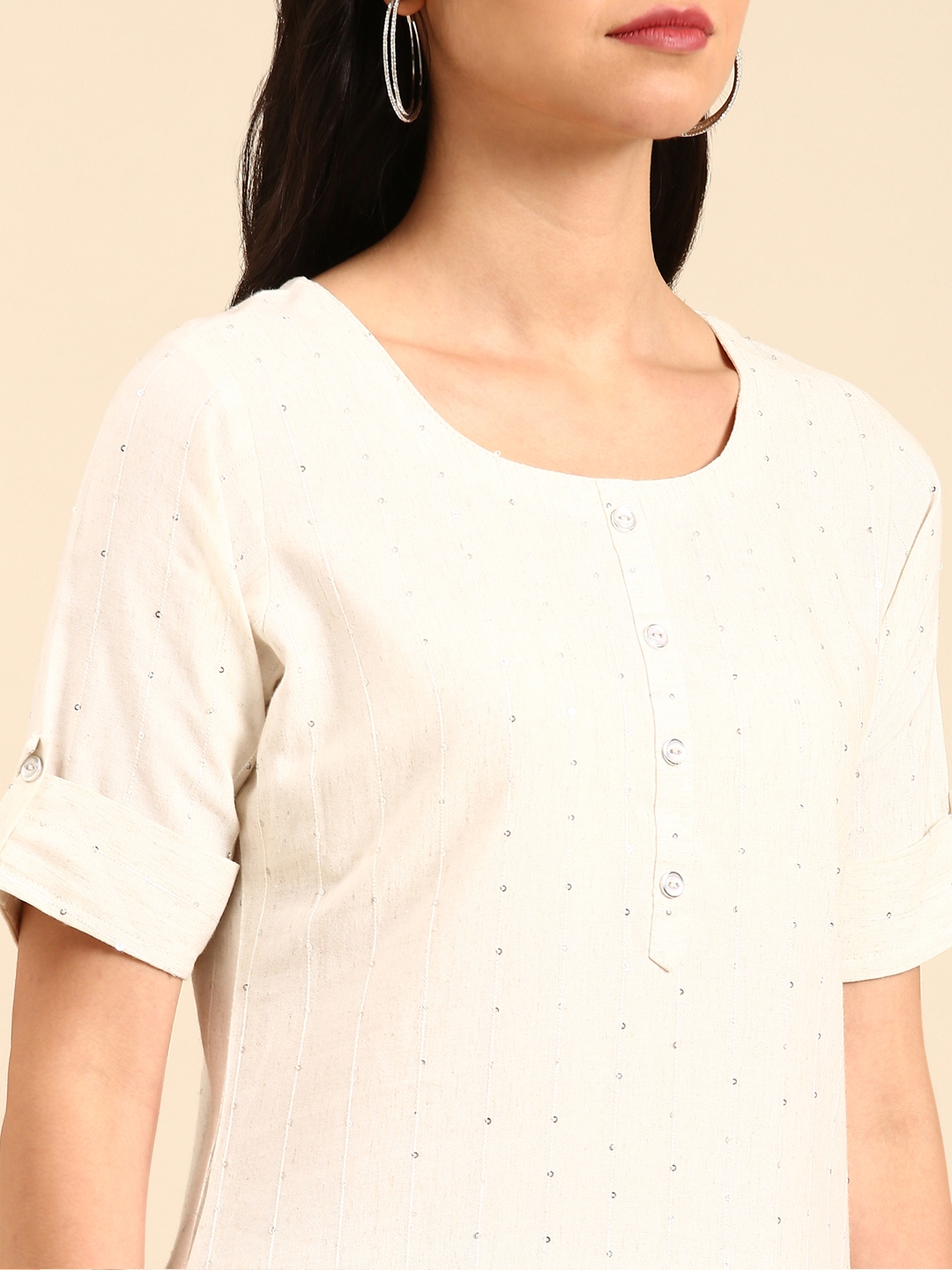 Women's White Cotton Solid Comfort Fit Kurtas
