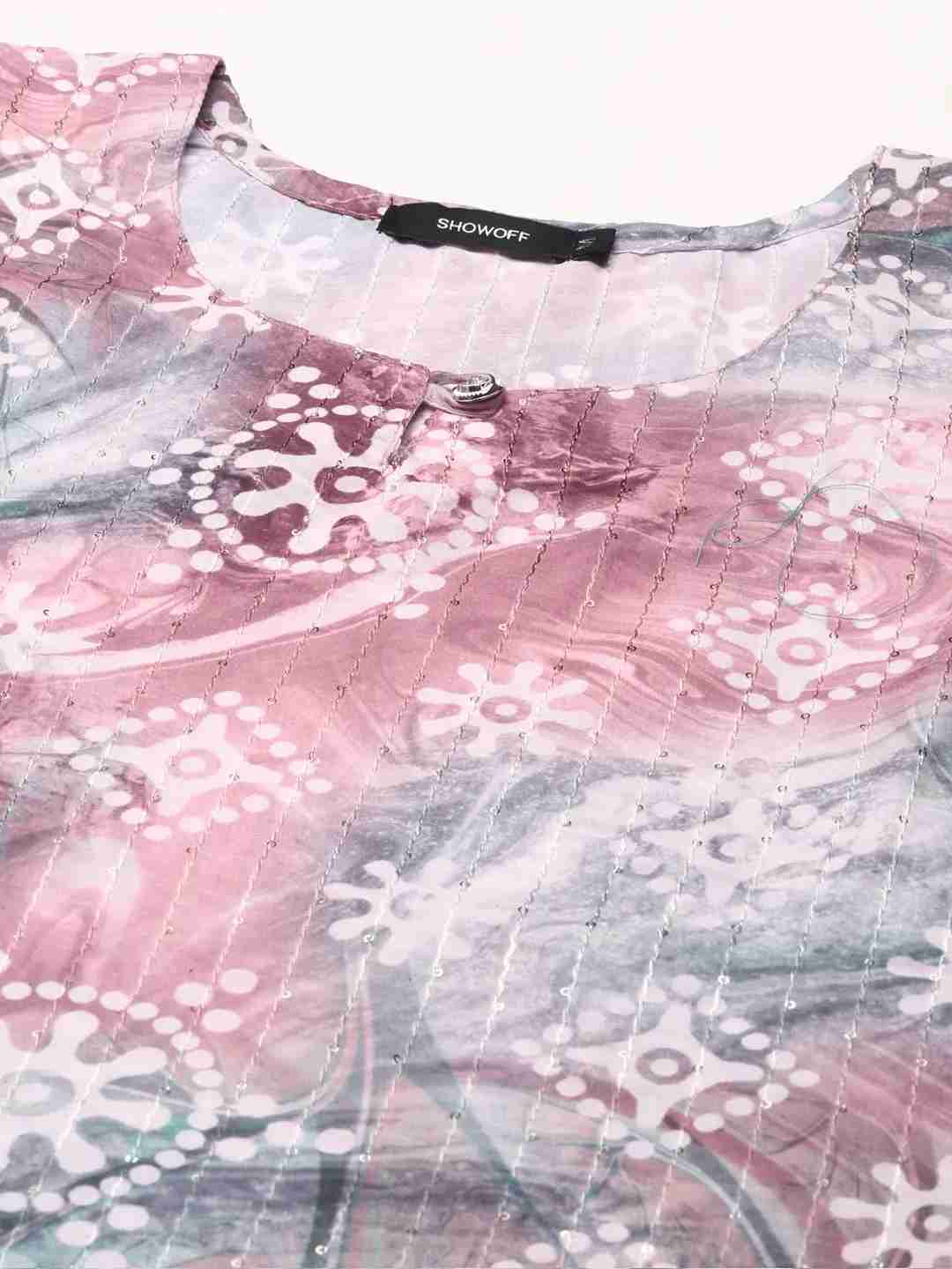 Women's Multicolour Crepe Embellished Comfort Fit Kurtas