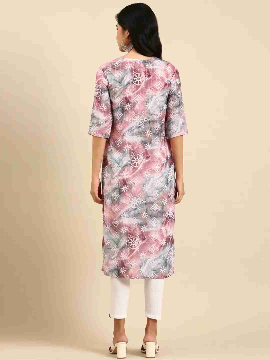 Women's Multicolour Crepe Embellished Comfort Fit Kurtas