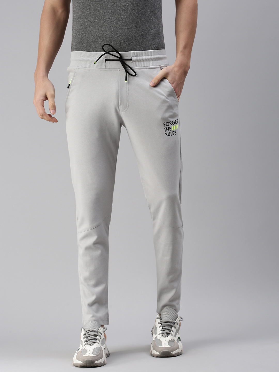 SHOWOFF Men's Solid Cotton Grey Regular Fit Track Pants