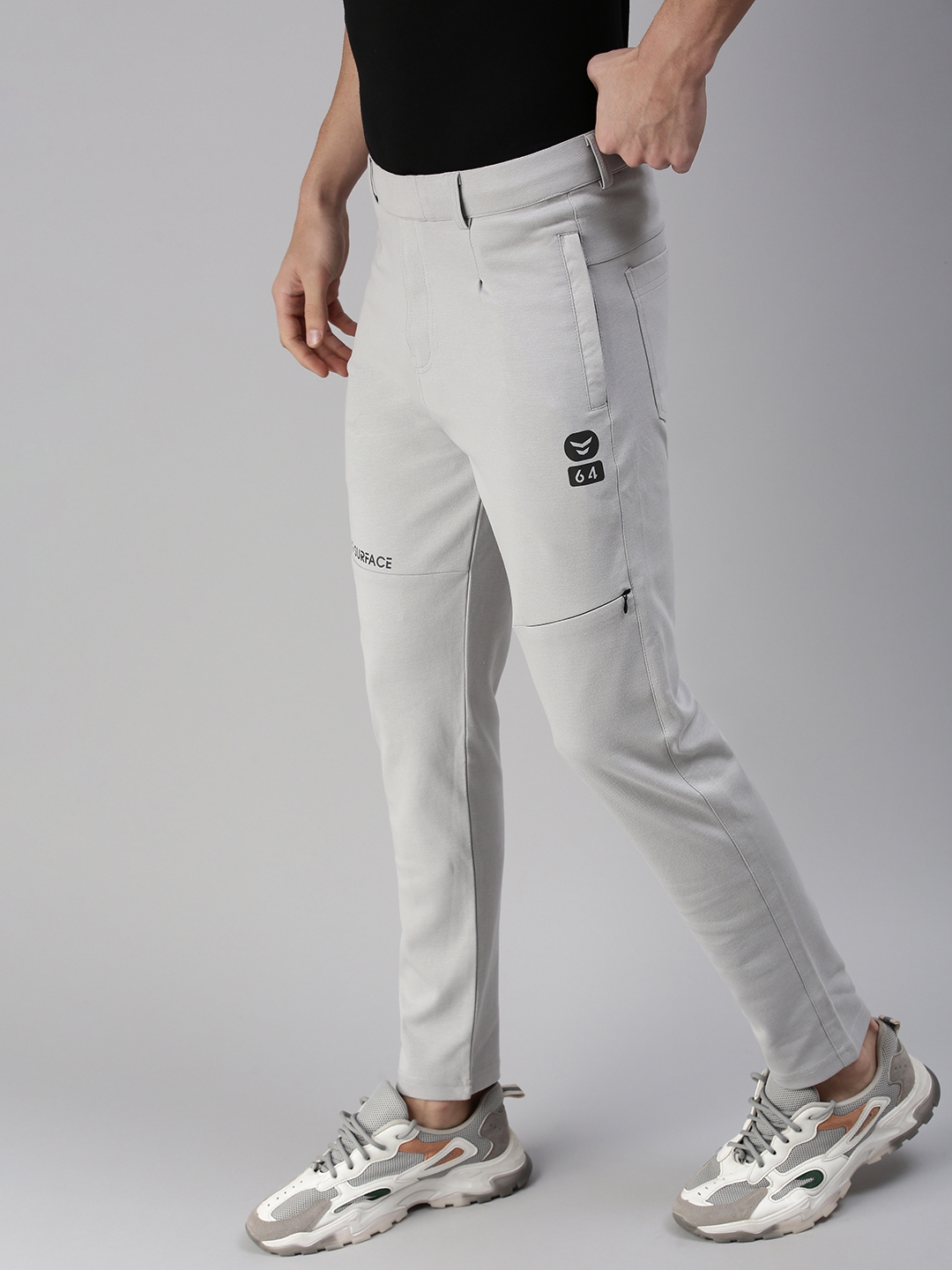 SHOWOFF Men's Solid Cotton Grey Slim Fit Track Pants