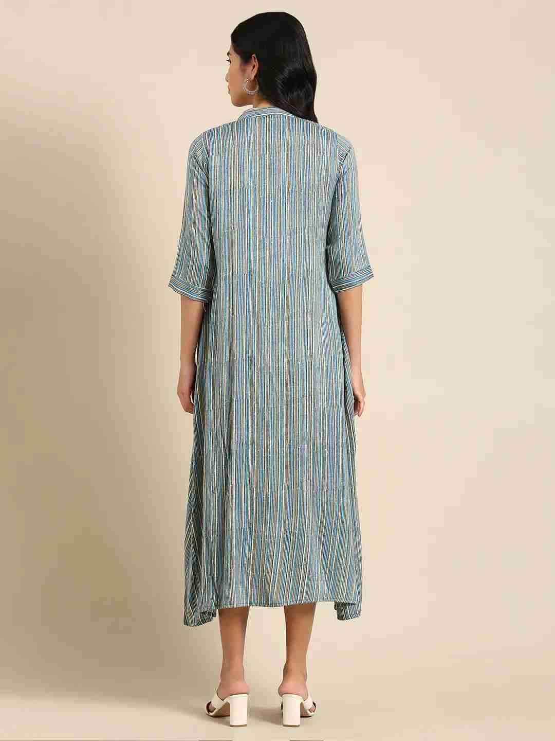 Women's White Linen Printed Comfort Fit Kurtas