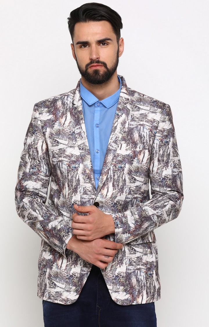 Showoff Men's Cotton Multi-Coloured Printed Slim Casual Blazers