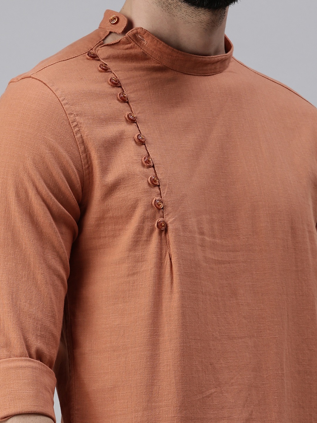 Men's Brown Cotton Printed Comfort Fit Kurtas