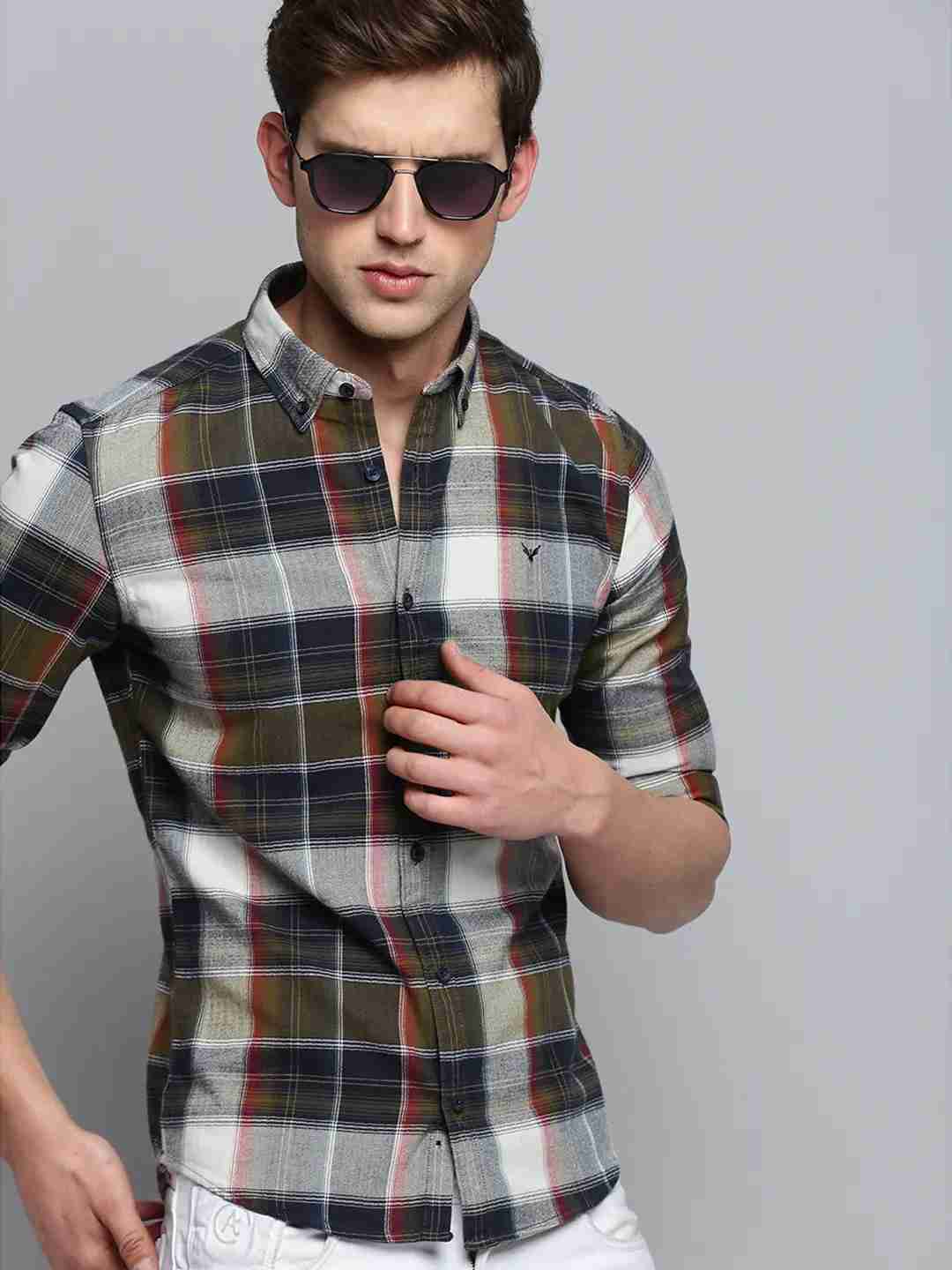 SHOWOFF Men's Spread Collar Checked Multi Classic Shirt