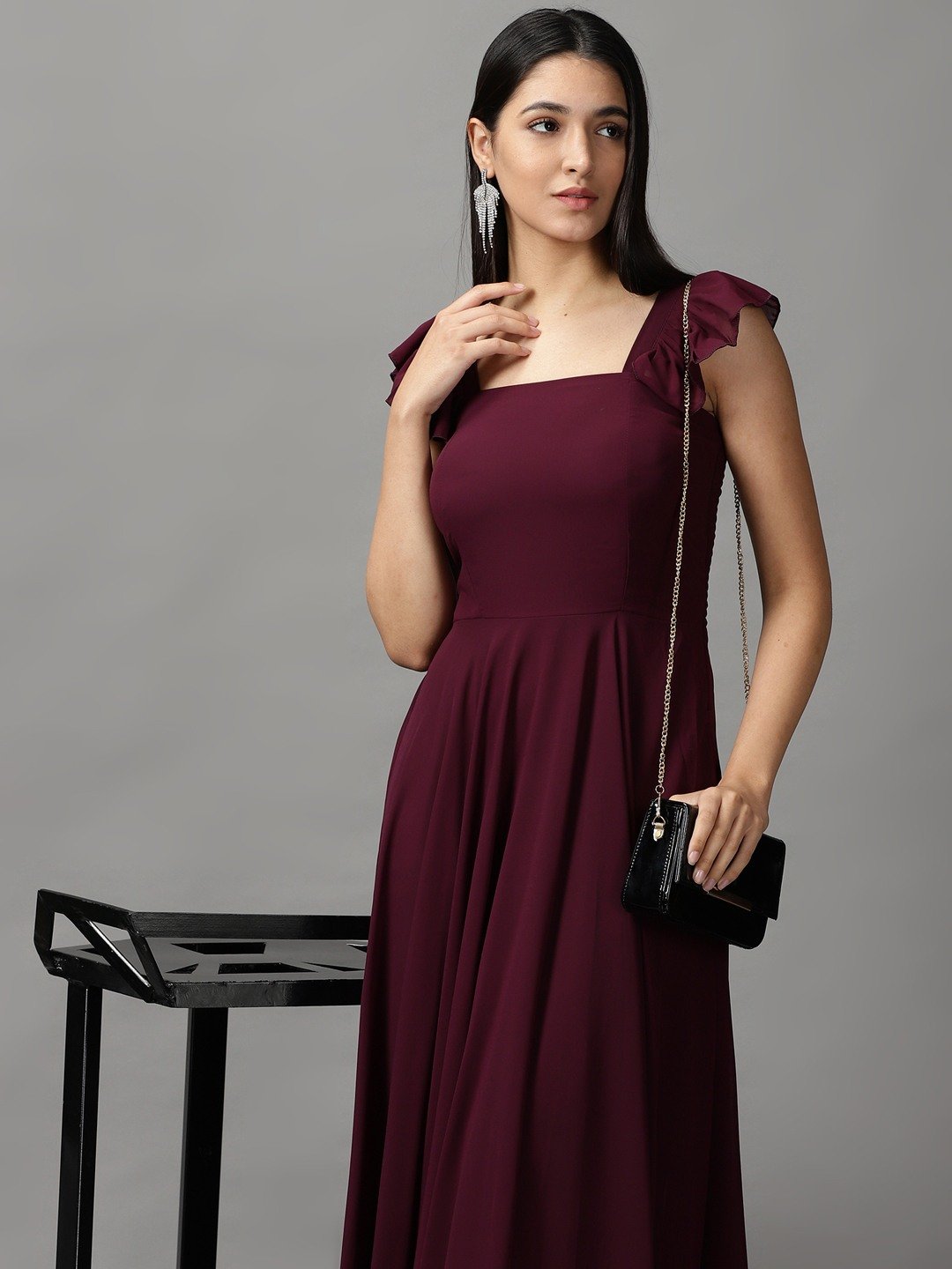 SHOWOFF Women's Gown Violet Solid Dress