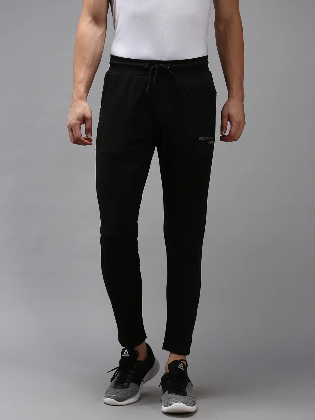 Men's Black Polyester Solid Trackpants