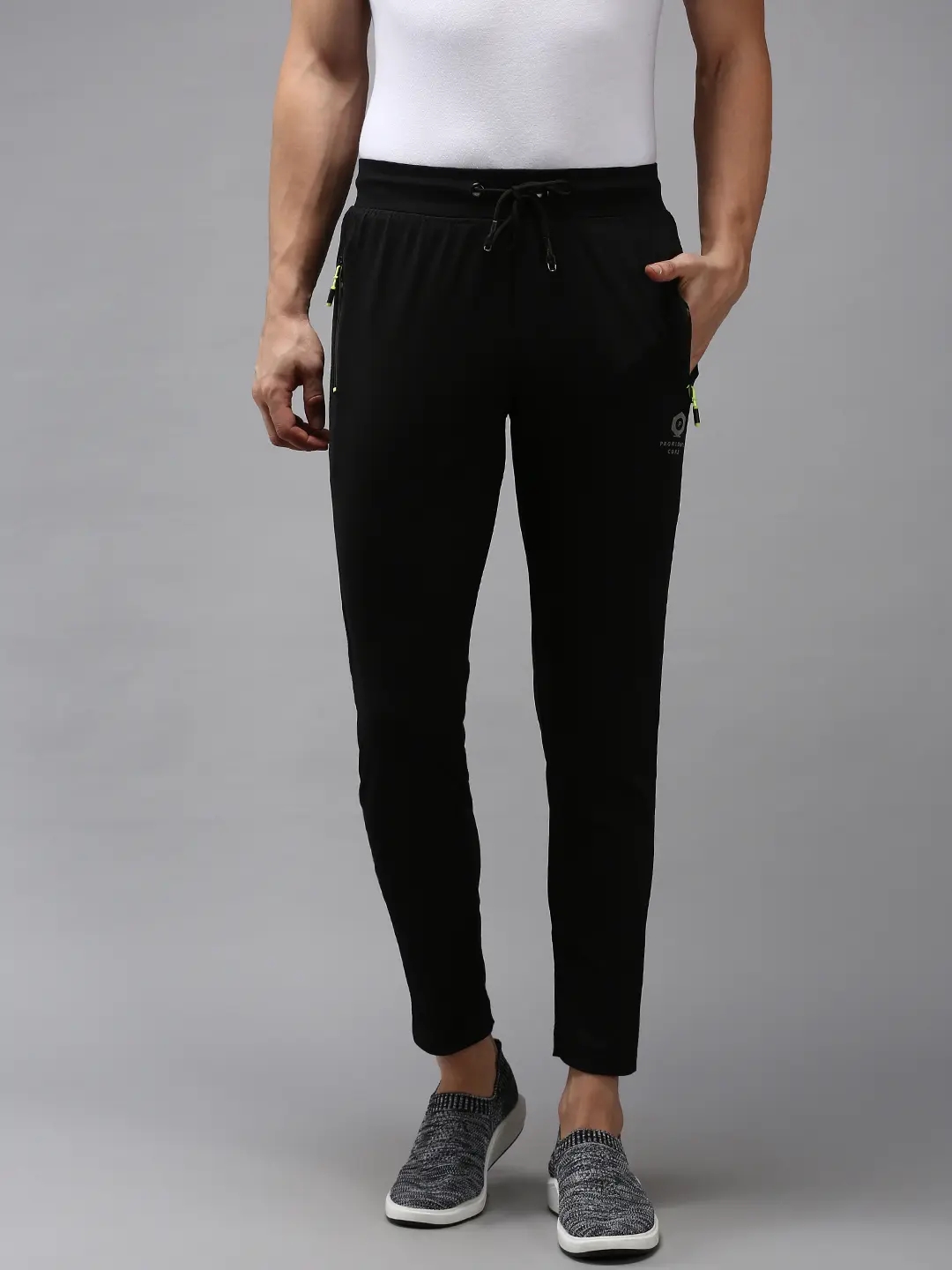 Showoff | SHOWOFF Men's Black Regular Fit Solid Track Pants
