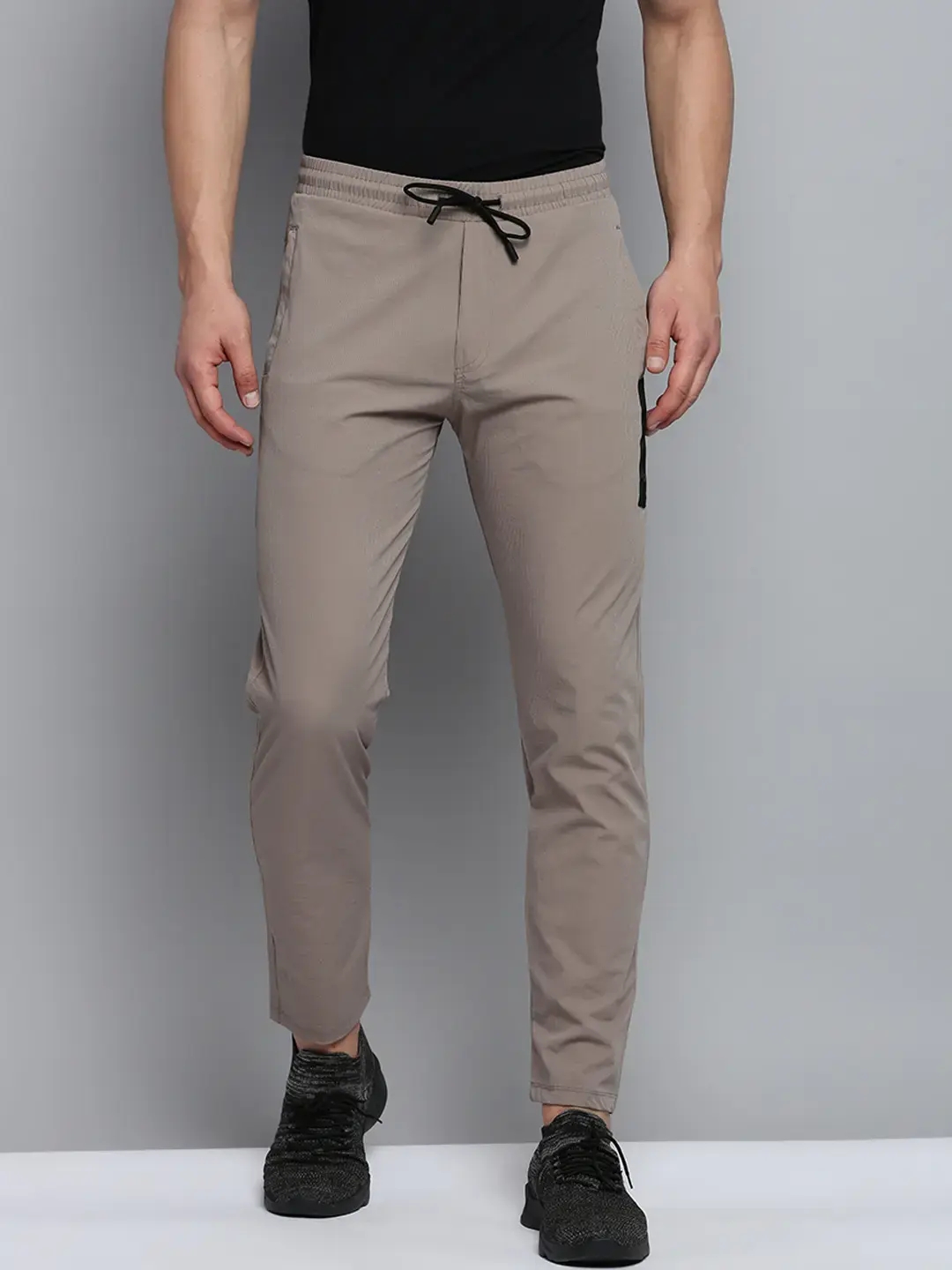 SHOWOFF Men's Self Design Grey Regular Fit Regular Track Pant