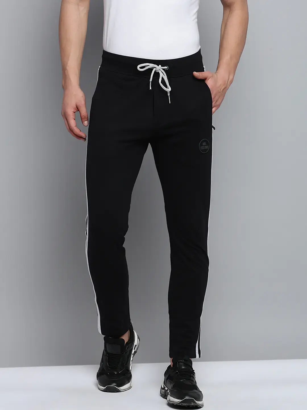 Showoff | SHOWOFF Men's Solid Black Relaxed Fit Regular Track Pant