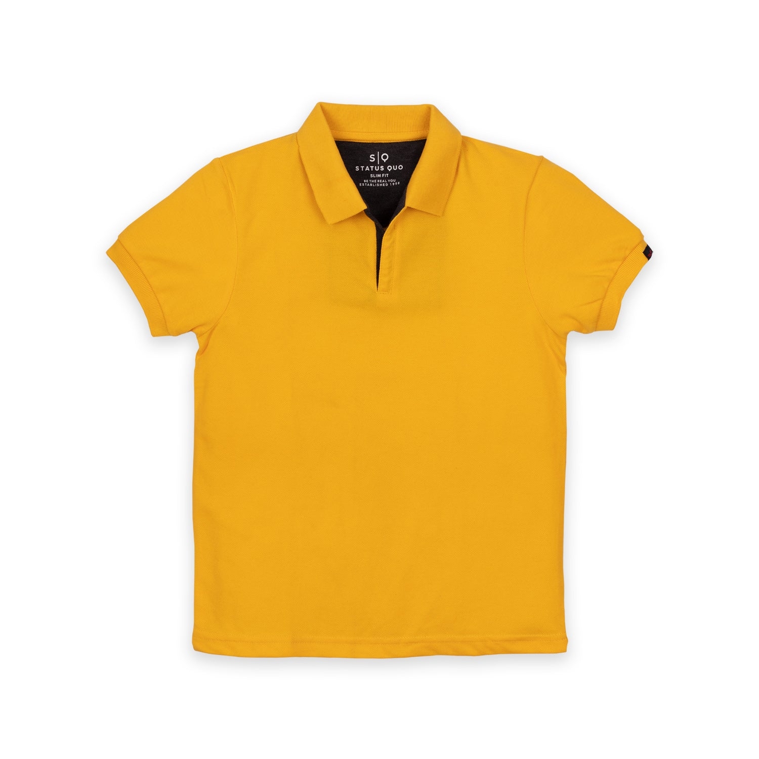 Boys Yellow Polycotton Solid Polo T-Shirts