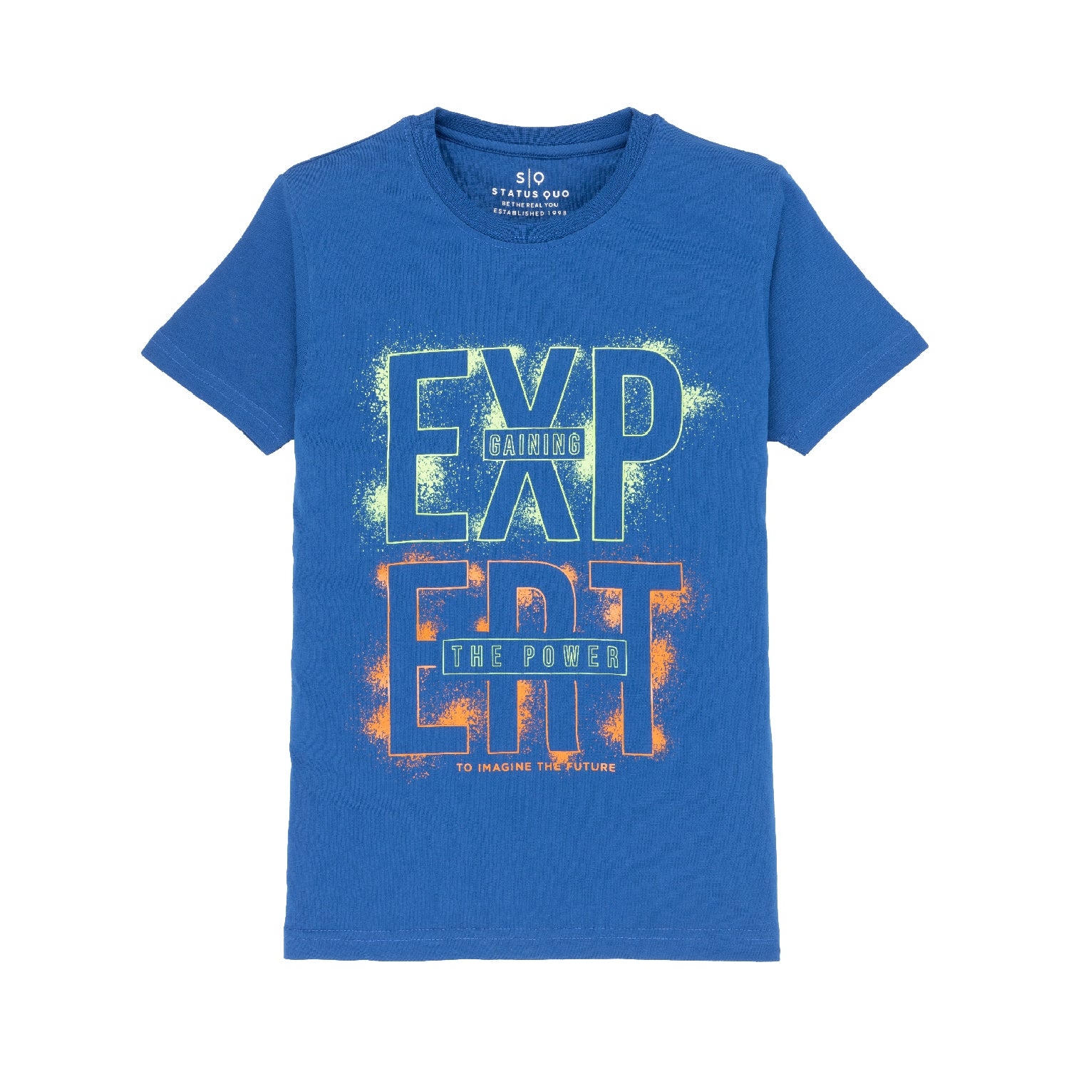 Status Quo | Boys Blue Polycotton Typographic Printed Regular T-Shirt