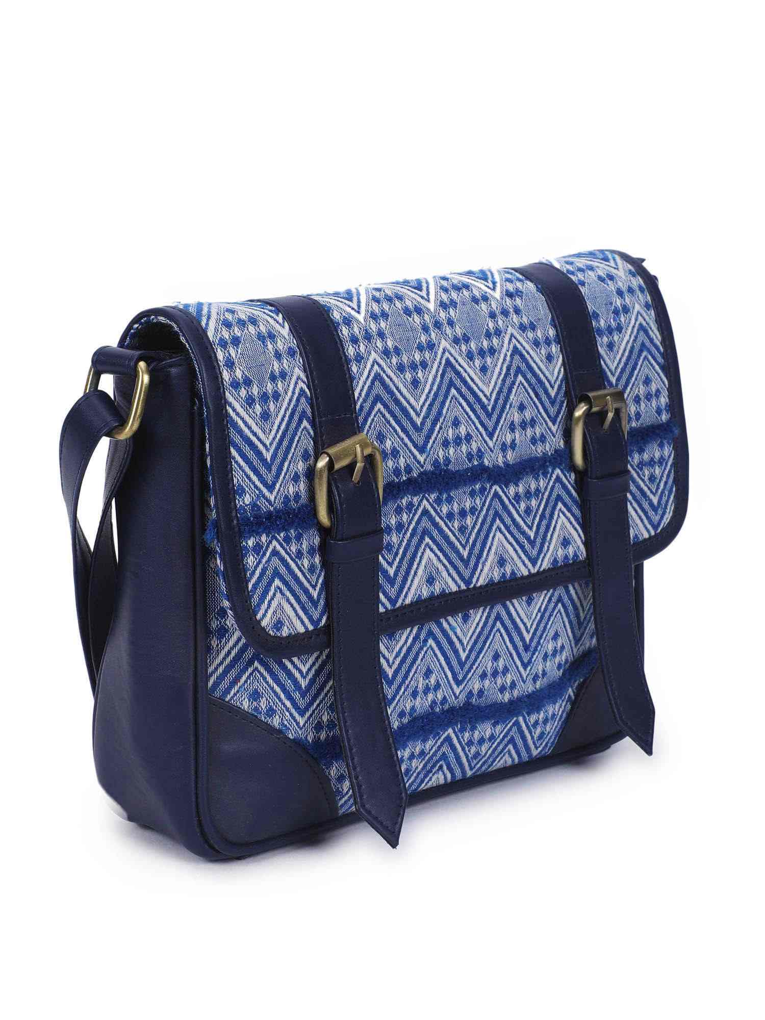 All blue messenger bag