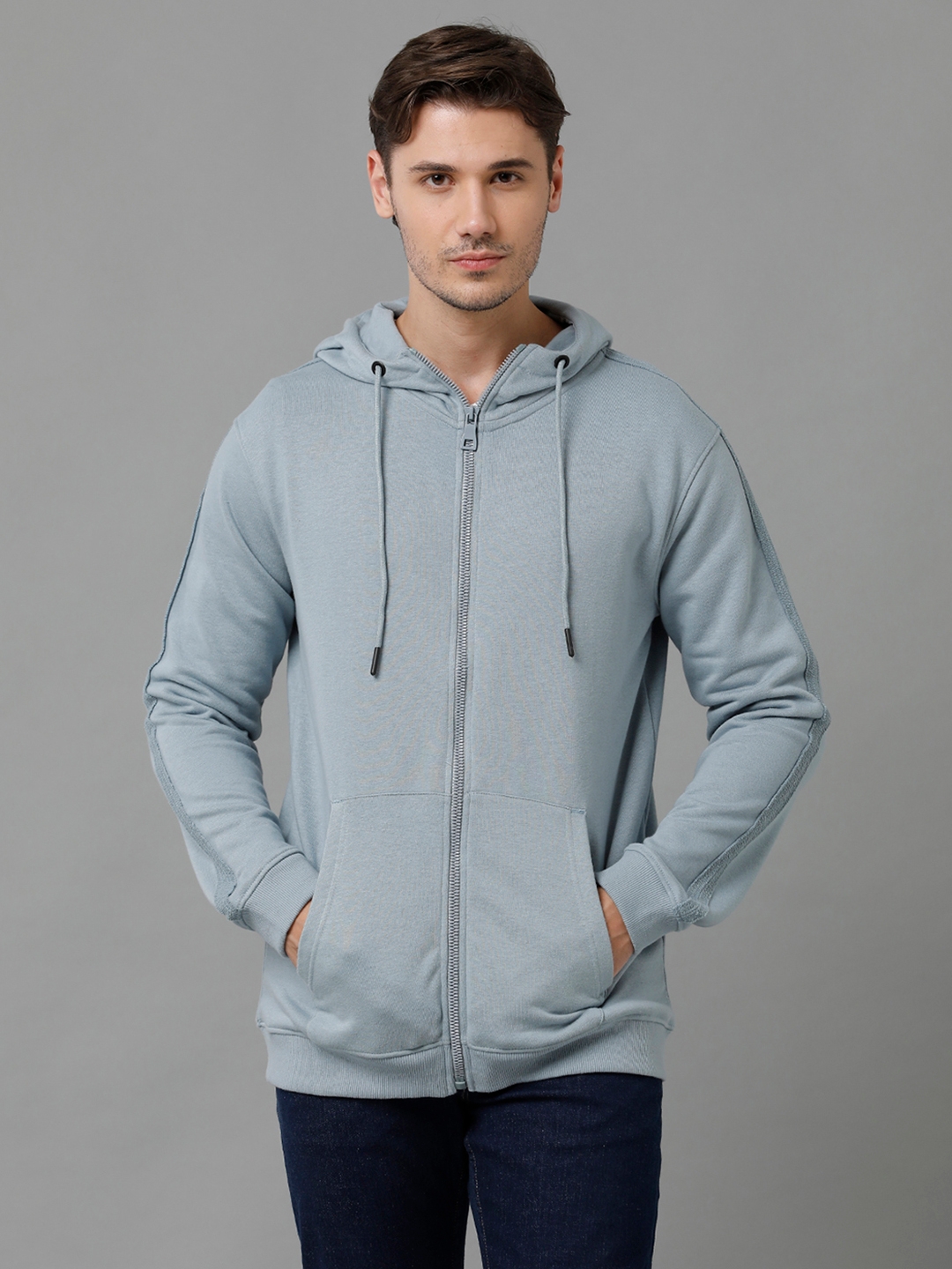 Men's Ashley Blue Fleece Solid hoodie