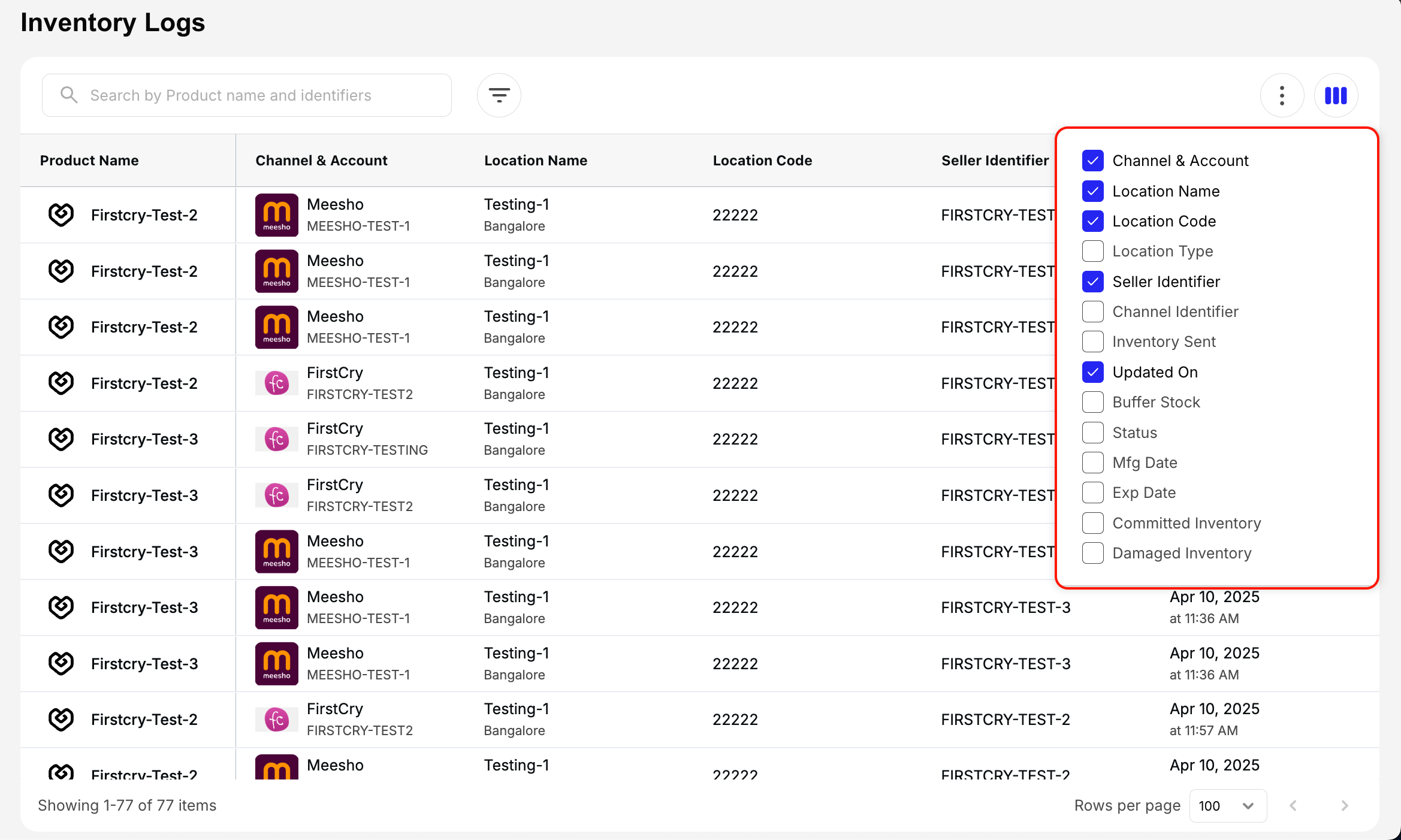 Logs Column View
