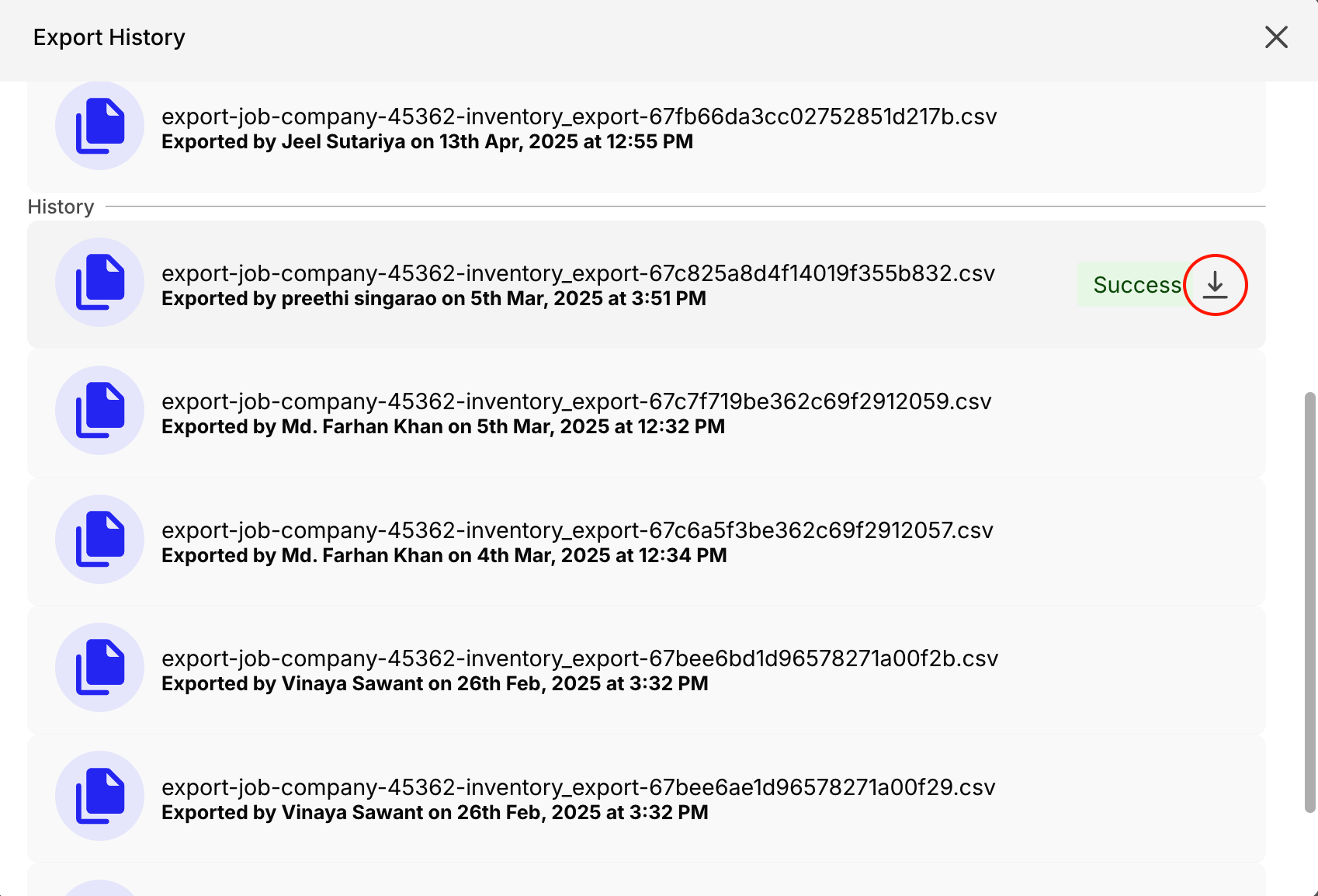 Download Exported Logs